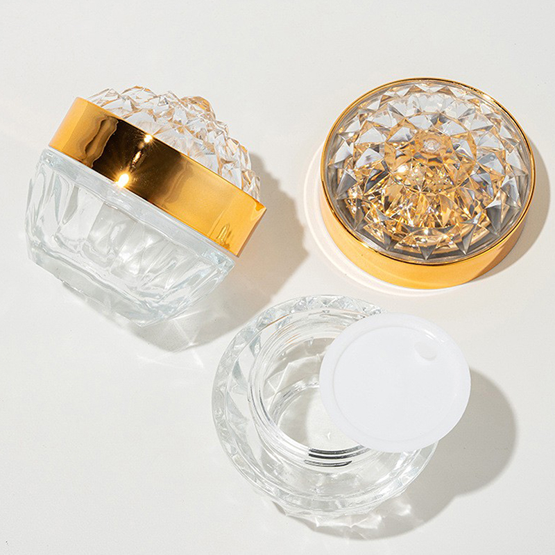 Luxury Skincare Samples - 高級ダイヤモンド50gガラス製フェイスクリームジャー（蓋付き）アクリル製化粧品容器トラベルローションボトル（クリーム・ローション用）