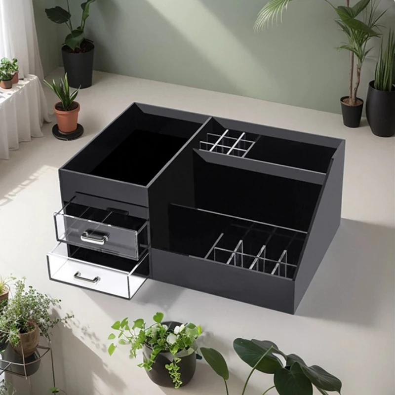 Luxury Skincare Organizer - 豪華なアクリル洗面化粧台オーガナイザー、スキンケアディスプレイトレイ、バスルームの必需品用のセクションオーガナイザー、多用途の収納ボックス