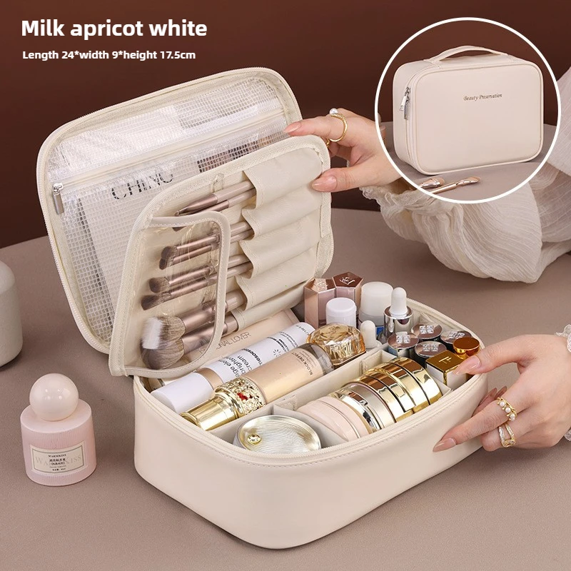 Luxury Skincare Organizer - 新しい女性用大容量化粧ポーチ、ポータブル高級トラベルメイクアップオーガナイザー、毎日の使用に便利な洗面用具収納ポーチ