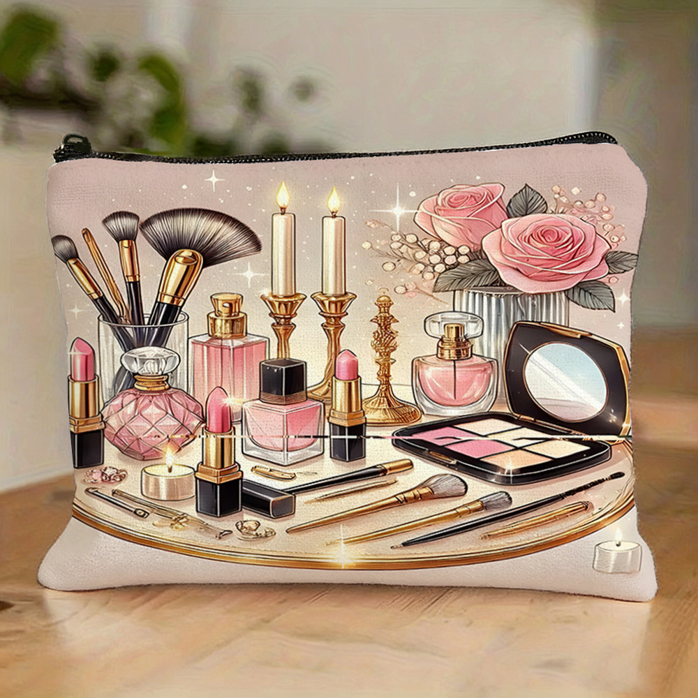 Luxury Skincare Organizer - 1個入り 新品 ヴィンテージ風 高級感あるプリント入りメイクアップバッグ 大容量ジッパー付きオーガナイザー ママやクラスメート、女性へのプレゼントに最適