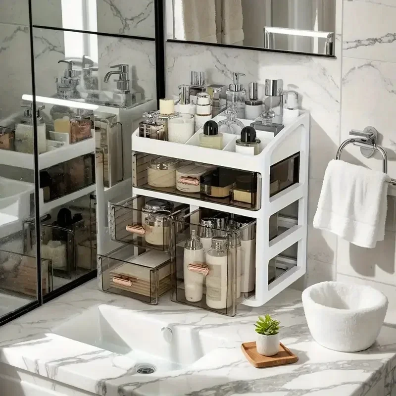 Luxury Skincare Organizer - 化粧品収納ボックス メイクケース ブラシ 口紅ホルダー スキンケア デスクトップ