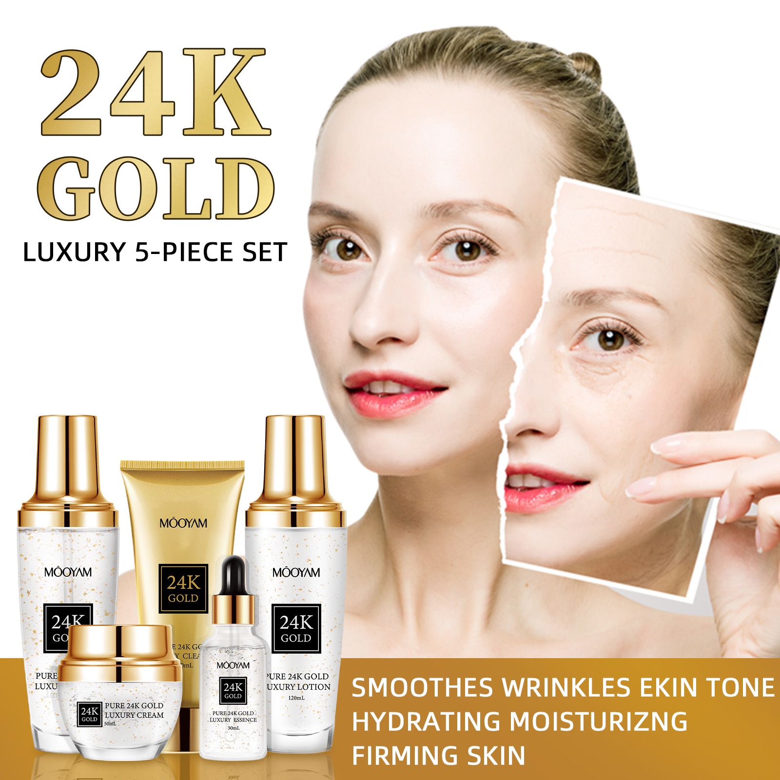 24Kゴールドラグジュアリー保湿アンチエイジングセット、小じ - Luxury Skincare Moisturizer のレビューと価格