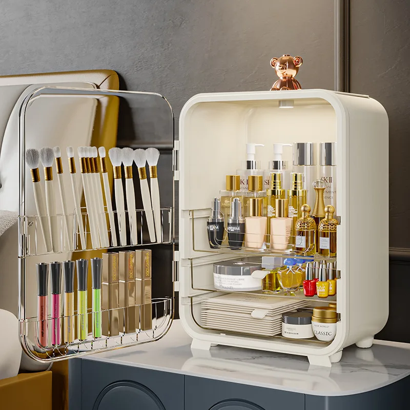 北欧風高級デスクトップ化粧品収納ボックス LEDライト付きミ - Luxury Skincare Organizer のレビューと価格