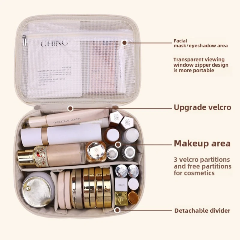 新しい女性用大容量化粧ポーチ、ポータブル高級トラベルメイクア - Luxury Skincare Organizer のレビューと価格